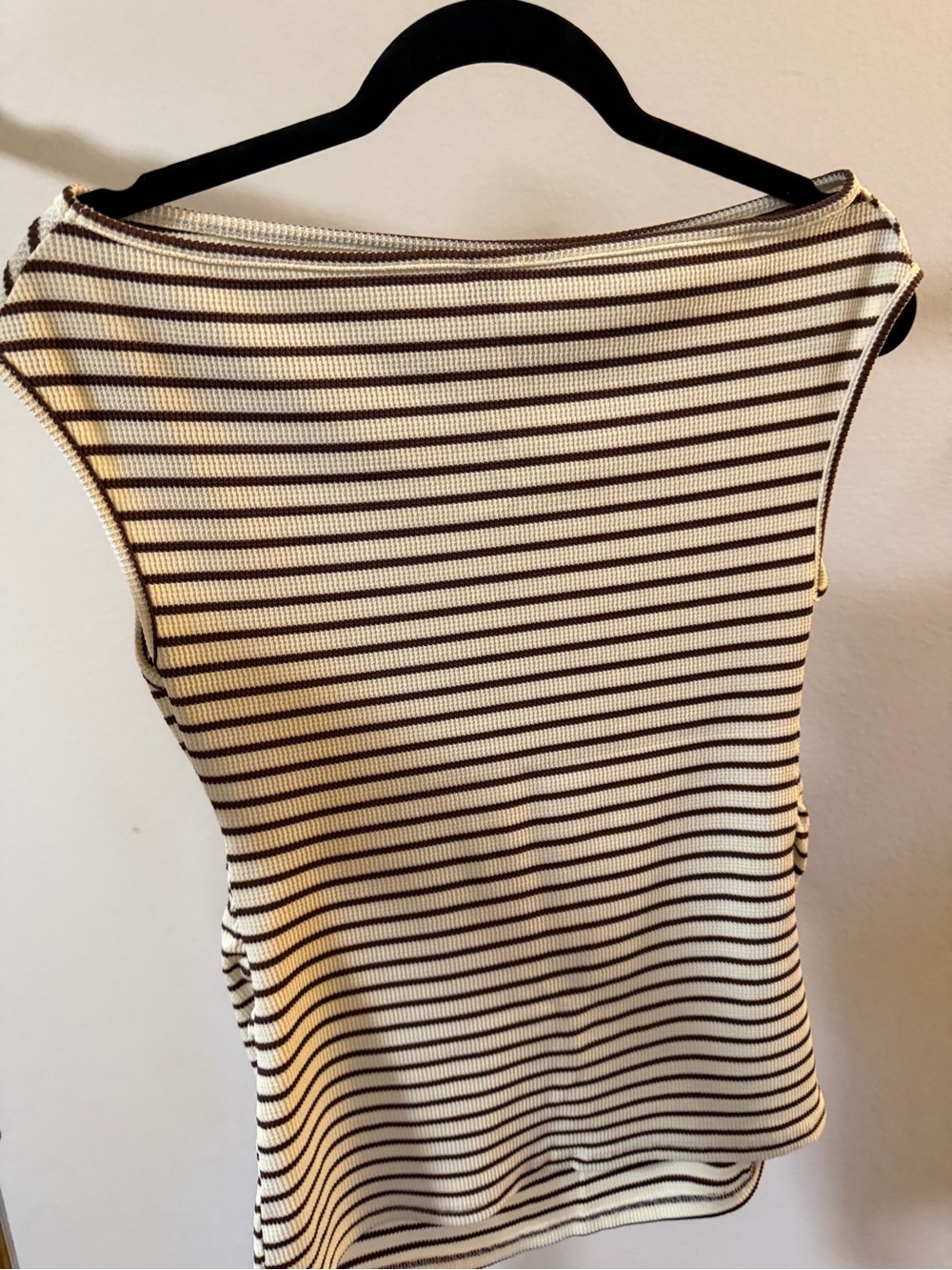 SHEIN material Black & Cream Striped Ribbed Tank Top